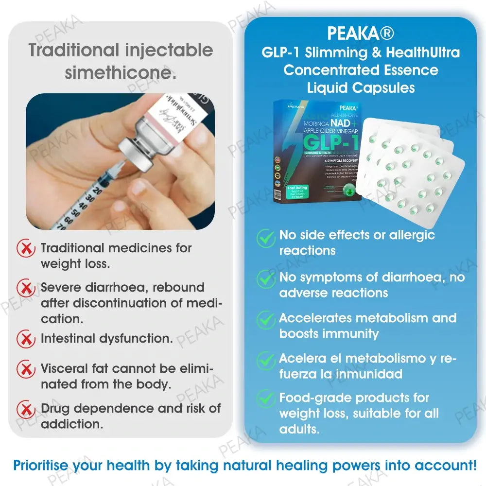 [Official Authorized Store] PEAKA® GLP-1 Slimming & Health Ultra Concentrated Essence Liquid Pearls - NAD+ Moringa & ACV (✅speedy, long-lasting, addressing diabetes, obesity, and cardiovascular diseases)